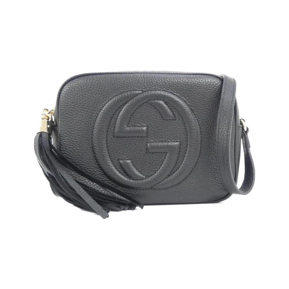Gucci Soho Disco Bag black pebbled leather embossed interlocking G tassel